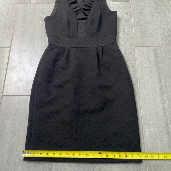 Just Taylor V-Neck Ruffle Collar Textured A-Line Mini Dress Black Size 4P - Picture 9 of 13